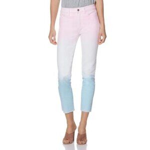 PAIGE Hoxton Slim Raw Hem Cut Off Cutoff Sunset Ombre High Waisted Jeans Pant 00